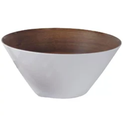 Melamin Salatschüssel Gimex Salatschale, Weiss/holzoptik